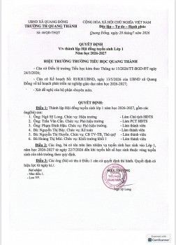 QUYẾT ĐỊNH & KẾ HOẠCH TUYỂN SINH LỚP 1 NĂM HỌC 2026 - 2027